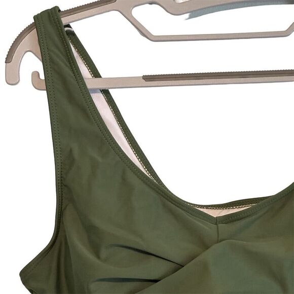 Bikini Swim Top Green Criss Cross Size XL - Picture 2 of 14